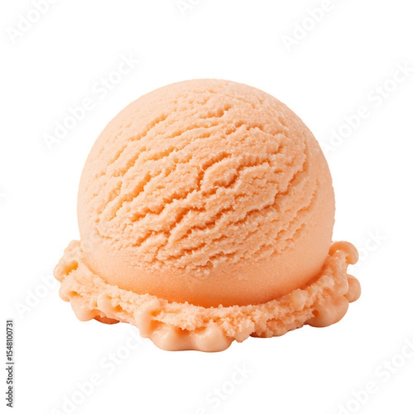 Fototapeta Peach Ice Cream Scoop on Transparent Background