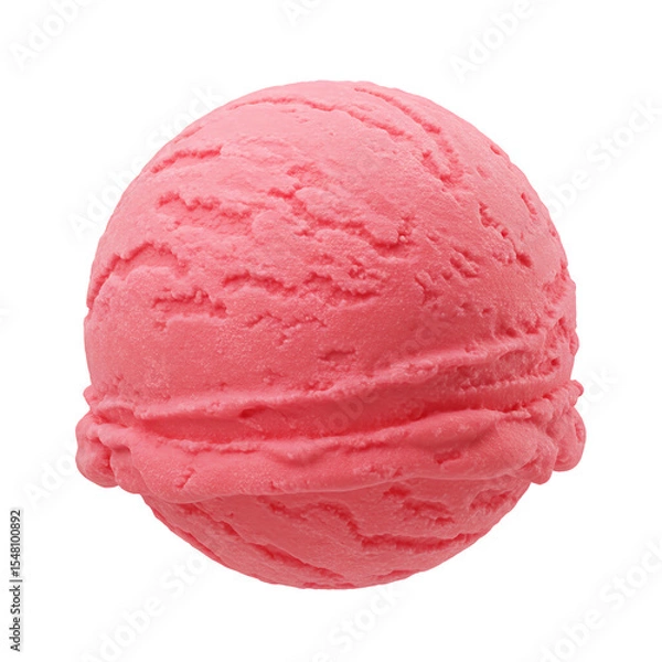 Fototapeta Pink Strawberry Ice Cream Scoop on Transparent Background