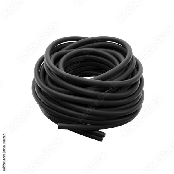 Fototapeta Coiled Black Tube on Transparent Background