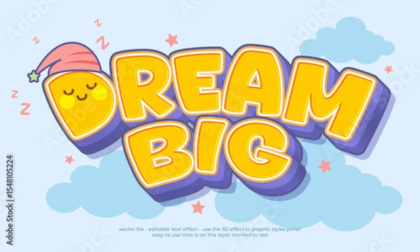 Fototapeta Dream big cute style with editable text effect