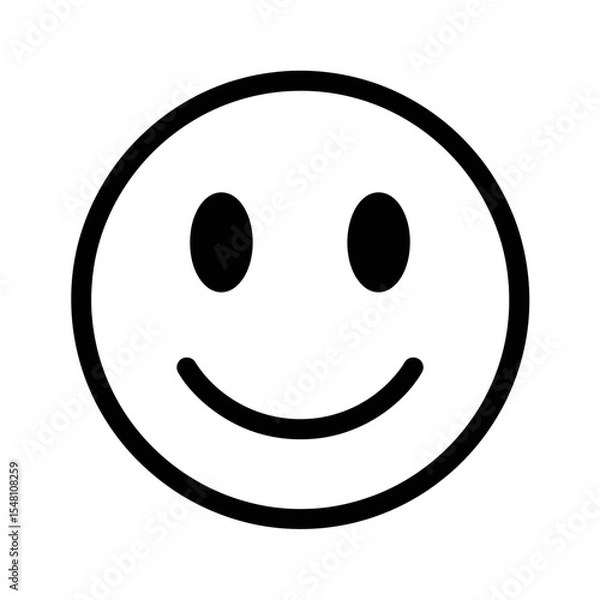 Fototapeta A simple black and white drawing of a smiley face with a round head and a curved line for a mouth