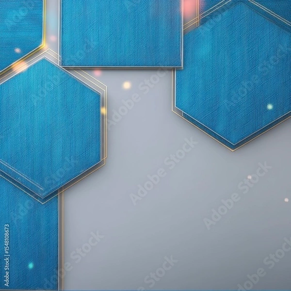 Obraz Abstract geometric background with blue hexagons and light effects