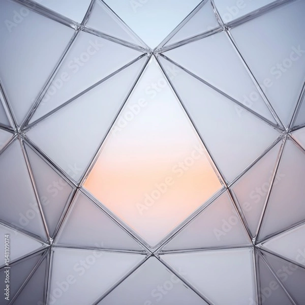 Obraz Geometric Transparent Structure with Soft Sunset Light Reflection