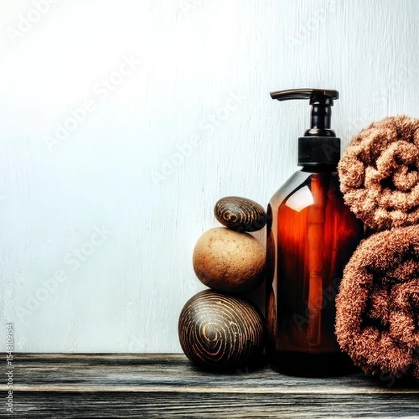 Obraz Elegant Bath Essentials with Natural Elements for Tranquil Experience