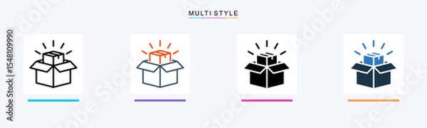 Obraz Unboxing Product multiple icon style vector illustration
