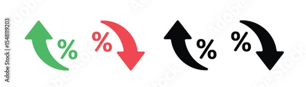 Fototapeta curved arrow icon with percent symbol, economic growth, increase, decrease arrow, up and down arrow icon