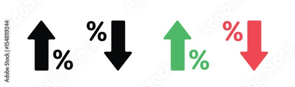 Fototapeta arrow icon with percent symbol, economic growth, increase, decrease arrow, up and down arrow icon