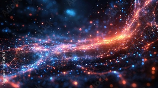 Obraz Futuristic Neon Data Waves in Deep Space