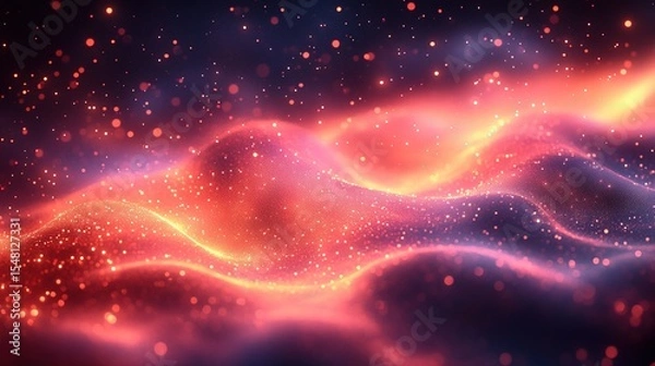 Obraz Futuristic Neon Data Waves in Deep Space