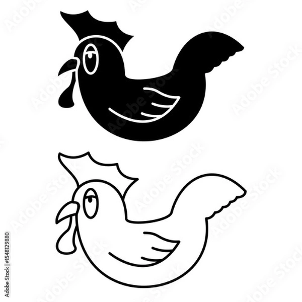Obraz chicken icon, simple flat style, vector illustration, symbol, design logo template pictogram, for ui or ux isolated on white for mobile app, editable