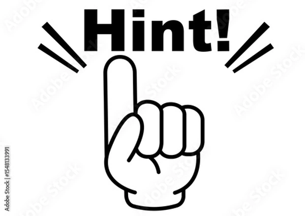 Fototapeta ヒント,ポイント,指,確認,注目,重要,チェック,要点,大切,大事,手,強調,ビジネス,学校,指さし,目印,記号,指アイコン,人差し指,マーク,アイコン,クリック,方向,誘導,案内,一番,チェックポイント,ワンポイント,印,カワイイ,挿絵,素材,指差し,教科書,勉強,イラスト,注目ポイント,プレゼン,プレゼンテーション,広告,仕事,矢印,カーソル,モノクロ,手袋,マウス,人指し指,タッチ
