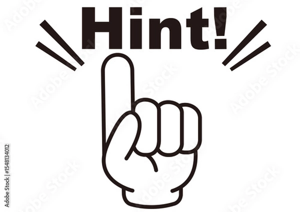 Fototapeta ヒント,ポイント,指,確認,注目,重要,チェック,要点,大切,大事,手,強調,ビジネス,学校,指さし,目印,記号,指アイコン,人差し指,マーク,アイコン,クリック,方向,誘導,案内,一番,チェックポイント,ワンポイント,印,カワイイ,挿絵,素材,指差し,教科書,勉強,イラスト,注目ポイント,プレゼン,プレゼンテーション,広告,仕事,矢印,カーソル,モノクロ,手袋,マウス,人指し指,タッチ