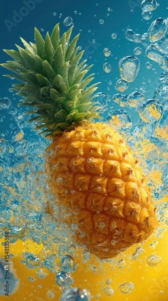 Obraz Pineapple Splash created with Generative AI Technology, ai, generative