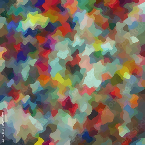 Fototapeta Colorful patched abstract background. Stain effect and camouflage. Spotted backdrop.