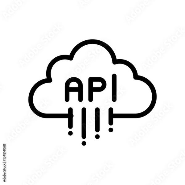 Fototapeta cloud computing API icon isolated on transparent background