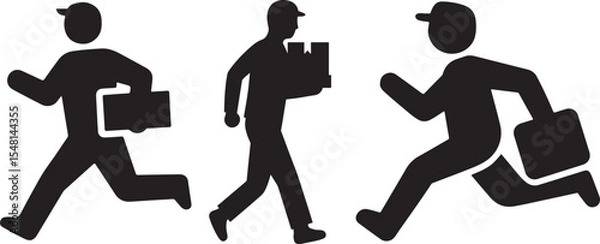 Fototapeta Fast delivery boy running with package icon for delivery service