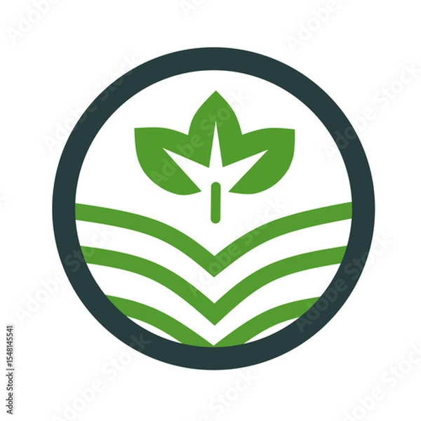 Obraz Agriculture logo design. Set of icon. Agronomy logo with plants on a fields on white background. Vector illustration.
