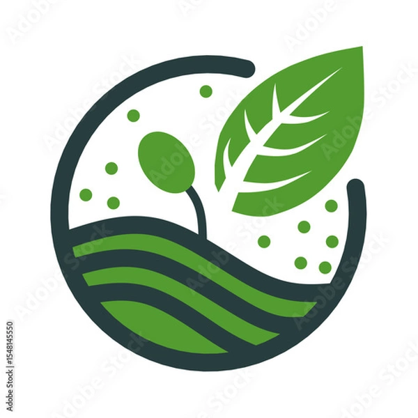 Obraz Agriculture logo design. Set of icon. Agronomy logo with plants on a fields on white background. Vector illustration.