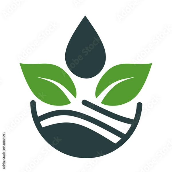 Obraz Agriculture logo design. Set of icon. Agronomy logo with plants on a fields on white background. Vector illustration.