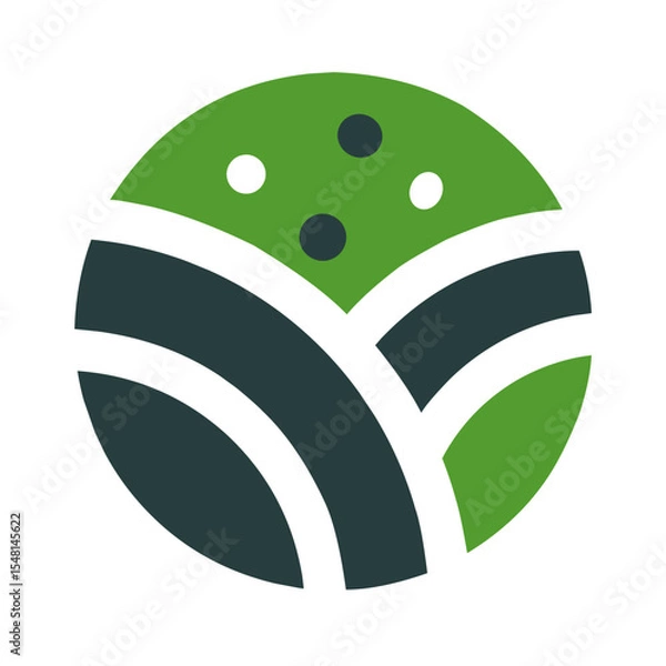 Obraz Agriculture logo design. Set of icon. Agronomy logo with plants on a fields on white background. Vector illustration.