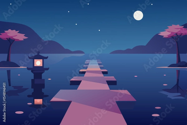 Obraz night scene with moon