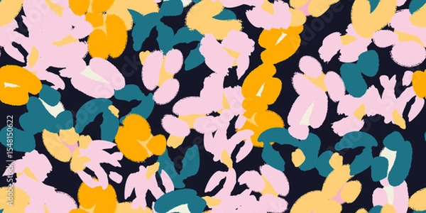 Fototapeta Abstract floral seamless pattern with different flowers. Vector background, design, print, textile, wrapping paper
