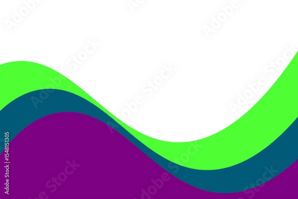 Fototapeta Abstract background with vibrant green, teal, and purple wavy stripes against a black backdrop, creating a dynamic and modern design ideal for presentations or
