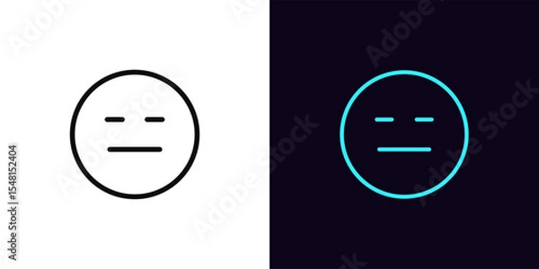 Obraz Outline expressionless emoji icon, with editable stroke. Emoticon with doubt face, emotionless emoji. Straight face, expression less, poker face, distrust emotion, mistrust emoticon. Vector icon