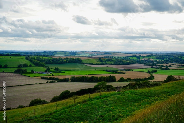 Fototapeta Views over patchwork farm fields in the United Kingdom