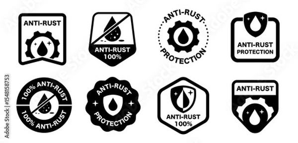 Fototapeta Anti rust stickers for metal tools vector set