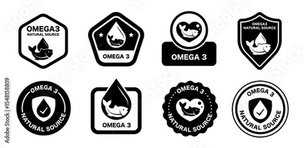 Fototapeta Omega 3 vector set icon labels