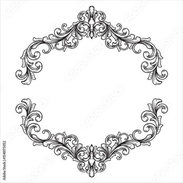 Obraz Elegant Ornate Frame with Scrollwork and Floral Elements