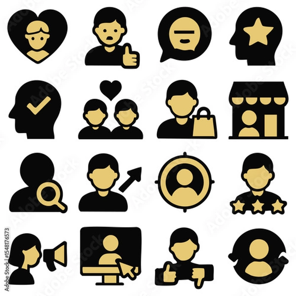 Obraz Collection of User Interface Icons Depicting Social Interactions and Feedback.