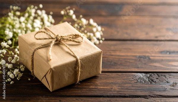 Obraz Natural Soap Bar Wrapped in Kraft Paper on Neutral Background – Eco-Friendly Skincare Product