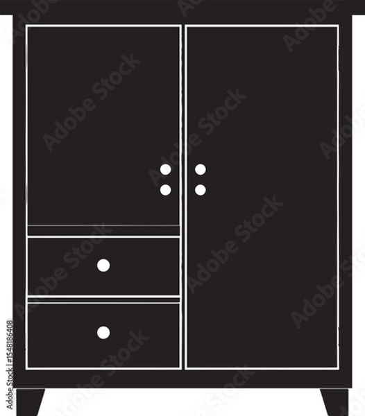 Obraz Cupboard Silhouette Vector Illustration – Minimal Black Home Storage Icon