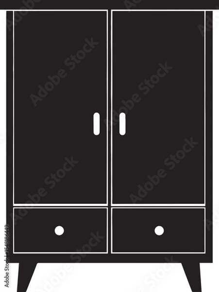 Obraz Cupboard Silhouette Vector Illustration – Minimal Black Home Storage Icon