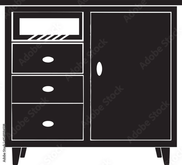 Obraz Cupboard Silhouette Vector Illustration – Minimal Black Home Storage Icon