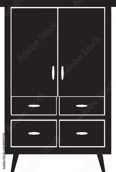 Obraz Cupboard Silhouette Vector Illustration – Minimal Black Home Storage Icon