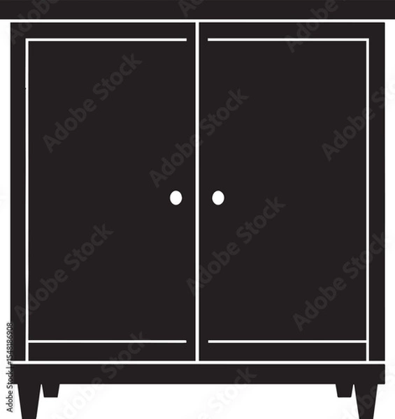 Obraz Cupboard Silhouette Vector Illustration – Minimal Black Home Storage Icon