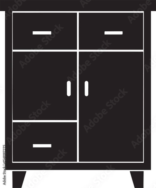 Obraz Cupboard Silhouette Vector Illustration – Minimal Black Home Storage Icon