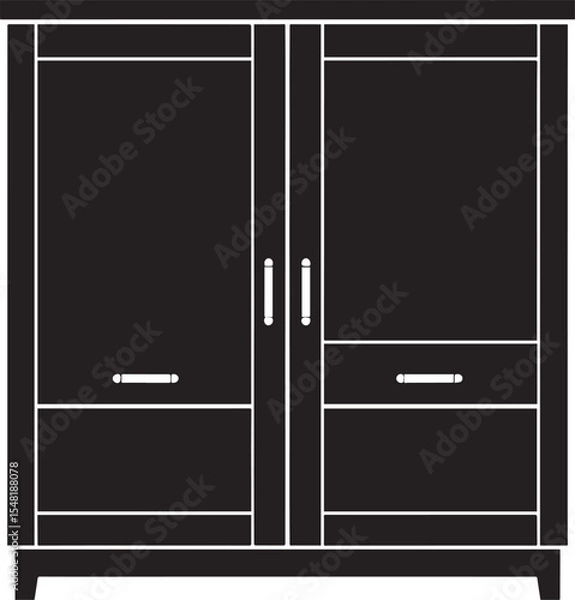 Obraz Cupboard Silhouette Vector Illustration – Minimal Black Home Storage Icon