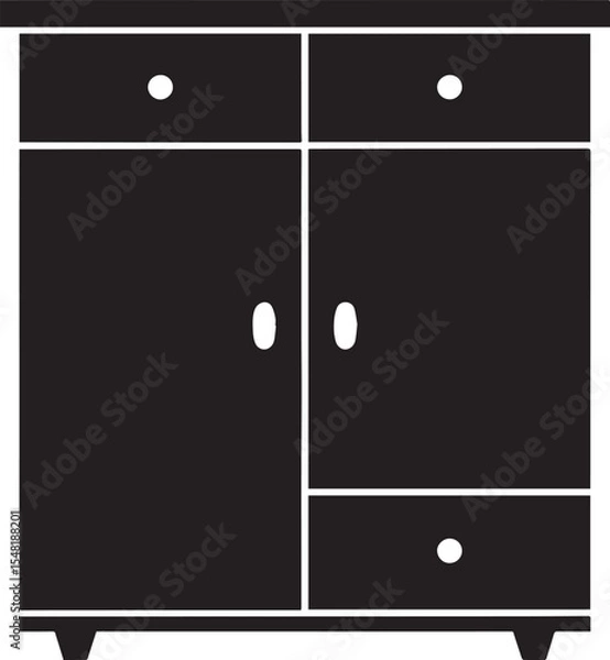 Obraz Cupboard Silhouette Vector Illustration – Minimal Black Home Storage Icon