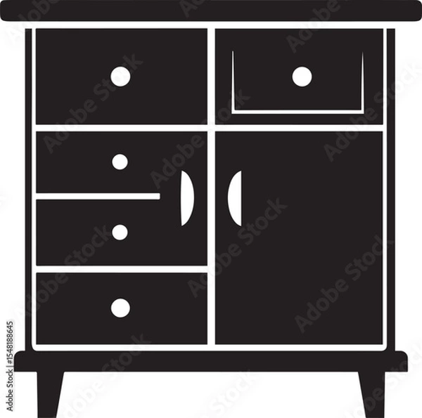 Obraz Cupboard Silhouette Vector Illustration – Minimal Black Home Storage Icon