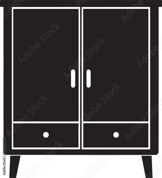 Obraz Cupboard Silhouette Vector Illustration – Minimal Black Home Storage Icon