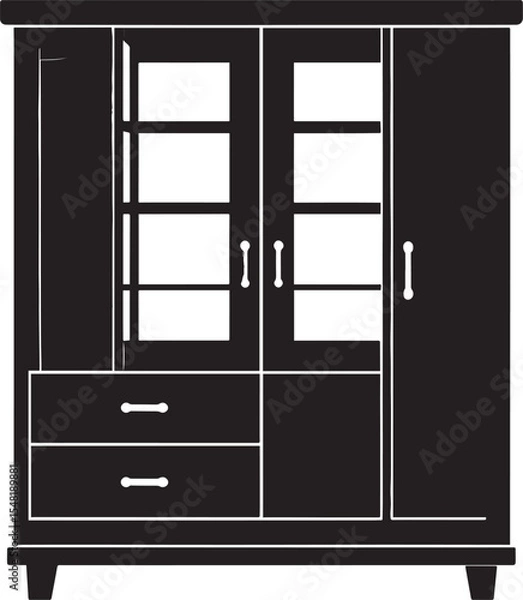Obraz Cupboard Silhouette Vector Illustration – Minimal Black Home Storage Icon