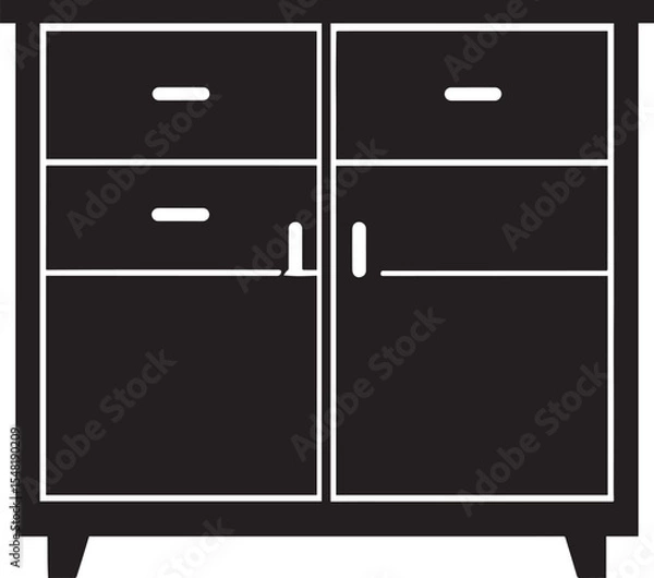 Obraz Cupboard Silhouette Vector Illustration – Minimal Black Home Storage Icon