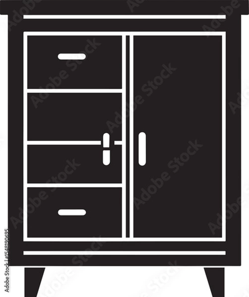 Obraz Cupboard Silhouette Vector Illustration – Minimal Black Home Storage Icon
