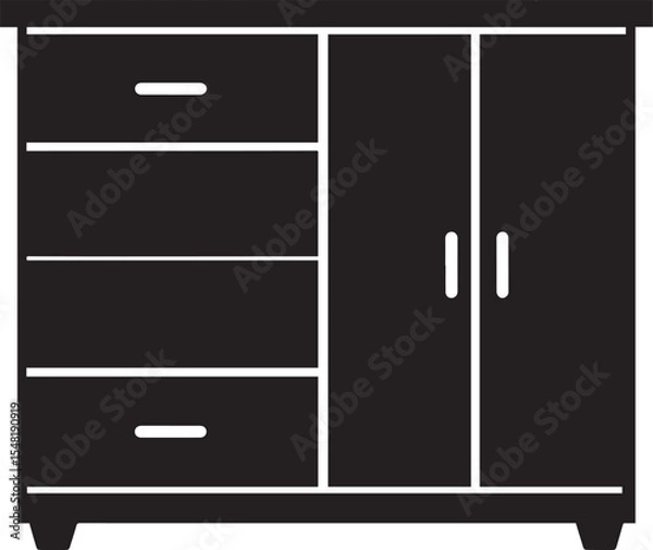 Obraz Cupboard Silhouette Vector Illustration – Minimal Black Home Storage Icon