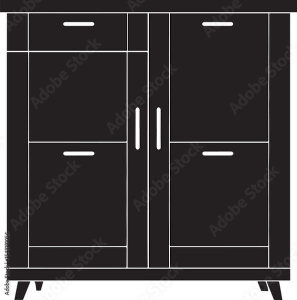 Obraz Cupboard Silhouette Vector Illustration – Minimal Black Home Storage Icon