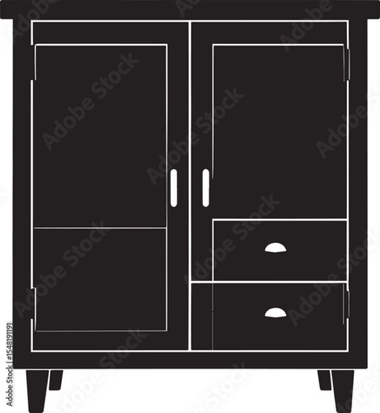 Obraz Cupboard Silhouette Vector Illustration – Minimal Black Home Storage Icon